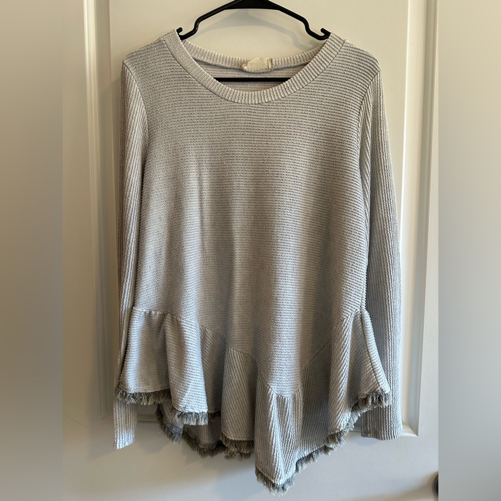 NWOT Altar’d State Gray Asymmetrical Small Long-Sleeve Sweater